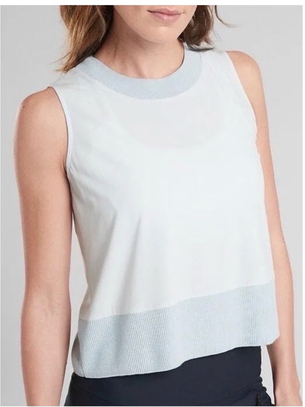 EUC Athleta Ice Blue Ribbed-Neck Sleeveless Tank (Zephyr Shell)